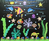 幼儿园小学教室装饰墙壁黑板报布置海底世界