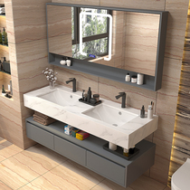 Marble Nordic luxury bathroom cabinet combination smart mirror cabinet hotel wind decoration cabinet custom toilet sink