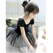 Children Dance Suit Summer Short Sleeve Girl Practice Costume Black Ballet Dresses Conjoined China Practice Dancer Black