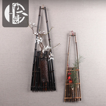 Zizhu wall-mounted flower vase Flower insert Zen life floral pendant Japanese bamboo flower arrangement Flower basket Tea ceremony accessories
