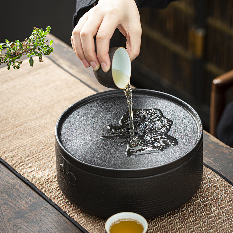 Japanese coarse TaoGan tea in hot plate household ceramic empty round tank creative small sea water dish of tea zen tea table
