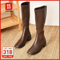 BEAU boots female boots coarse legs of spring and autumn knight boots in 2022 pure lean lean boots are not knee