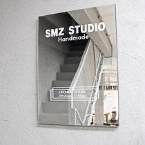 Acrylic mirror wall hanging billboard display card Shop custom house number business hours outdoor door hanging card