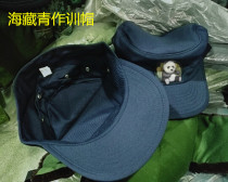 Stock positive short eaves single hat Tibetan training hat sea deep blue outdoor with cloth emblem anti-static military cap universal shade