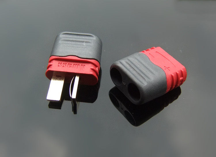 带护套防滑t插头 公母t插镀金 带护壳 大电流航模电调电池插头