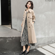 Trench coat womens long 2021 Spring and Autumn New British khaki slim slim body waist coat coat