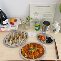 Po-Korea ins Stainless Steel Oval Plate Tray Fruit Dessert Plate Receiving Plate One-Person Flat Plate