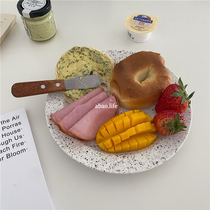 Po-homemade "Oreo" retro simple ins splash ink ceramic bowl salad fruit breakfast dessert plate