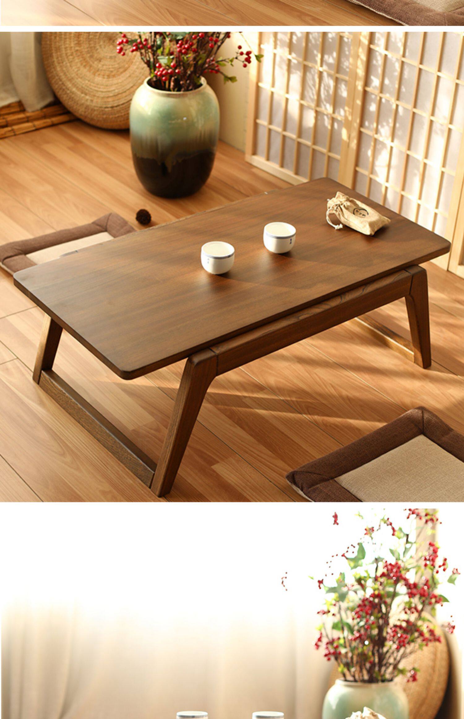 麦舍老榆木榻榻米茶几飘窗桌日式坐地小桌子简约茶桌实木小矮炕桌