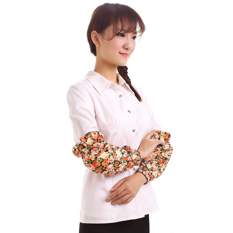 【七之莲2016女新款简约防污花布袖套 可爱田园风套袖20075家务护袖