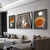 Light luxury geometric living room decorative painting triple painting Crystal porcelain Diamond sofa background wall abstract atmospheric space feeling hanging painting