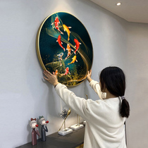 Nine fish figure Diamond painting 2021 New Full diamond 5d masonry sticker living room round cross stitch Chinese style restaurant