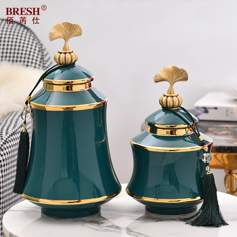 American decorative furnishing articles wine sitting room TV cabinet vase ceramic household act the role ofing is tasted H1075 blackish green storage tank