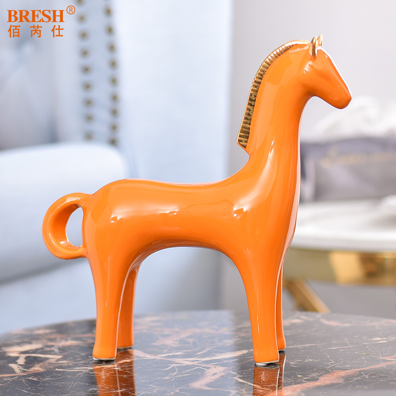 Light European - style key-2 luxury ceramic horse furnishing articles sitting room furniture upholstery creative TV ark, wine crafts