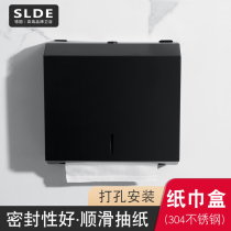 Bathroom toilet paper box wall hanging hotel engineering toilet waterproof tissue box drawing paper box toilet tissue rack Black
