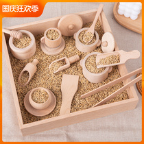 Montessori early education box baby kindergarten children sensory training wooden toy pot bowl spoon shovel cup