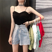 Inner strap top female summer wear hipster ins Tide Super fire sexy sleeveless short knitted bottomed vest
