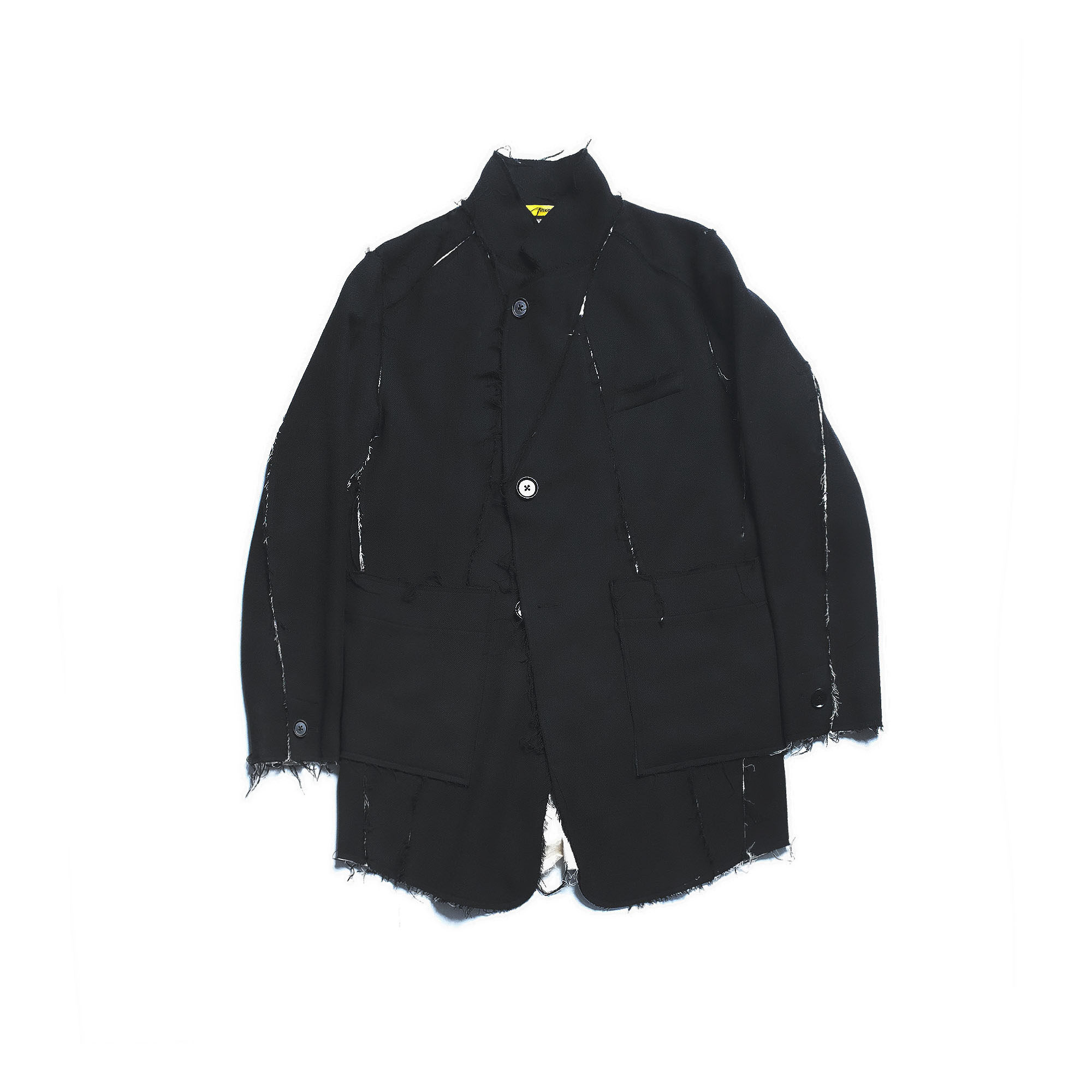 attempt aw16 cutting wool jacket/男式羊毛须边破缝大衣夹克