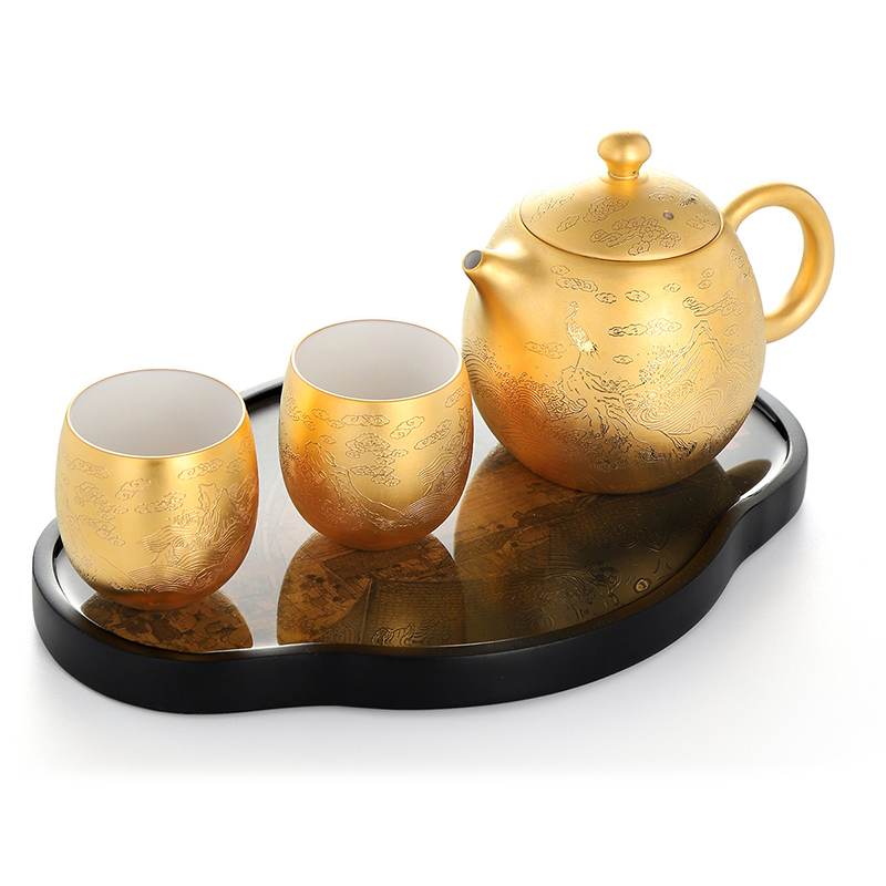 Recreation products jade porcelain fine gold cross the jingshan room in extremely good fortune tureen tea set tea tray teapot teacup