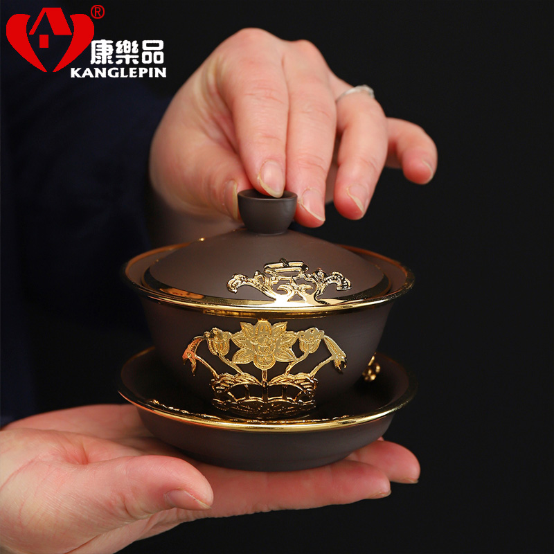 Recreational product three to an inset jades pure manual violet arenaceous tureen large cups kung fu tea tea tea tea bowl
