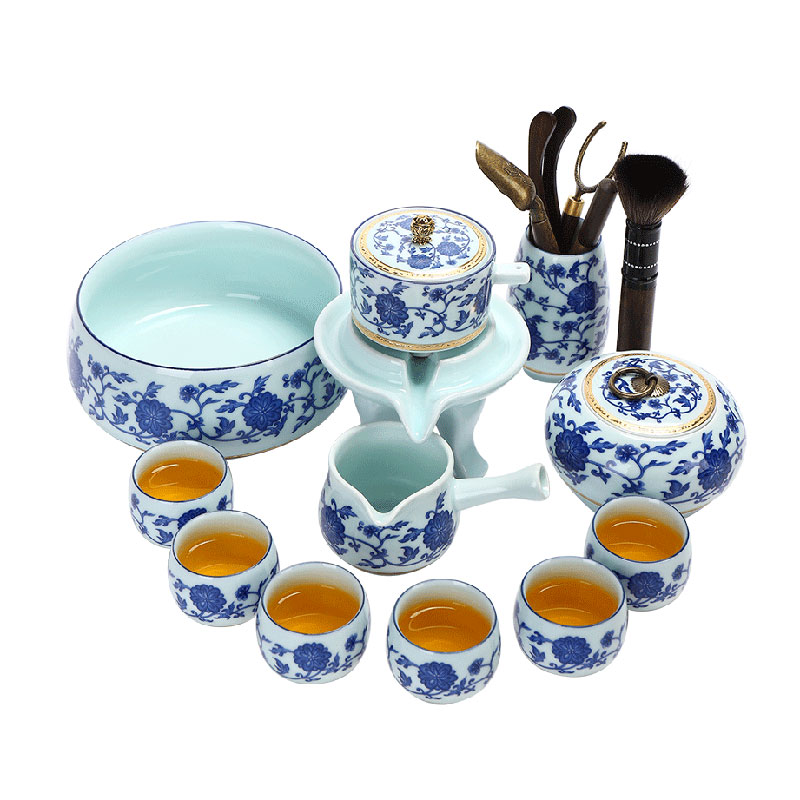 Recreation is tasted Chinese jingdezhen ceramics automatic tea set lazy office home tea tasted silver gilding the cups