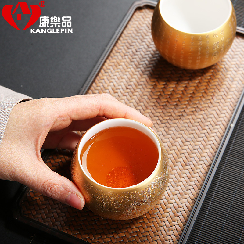 Recreational product suet jade porcelain fine gold relief master single cup large sample tea cup kung fu tea cups checking ceramic household