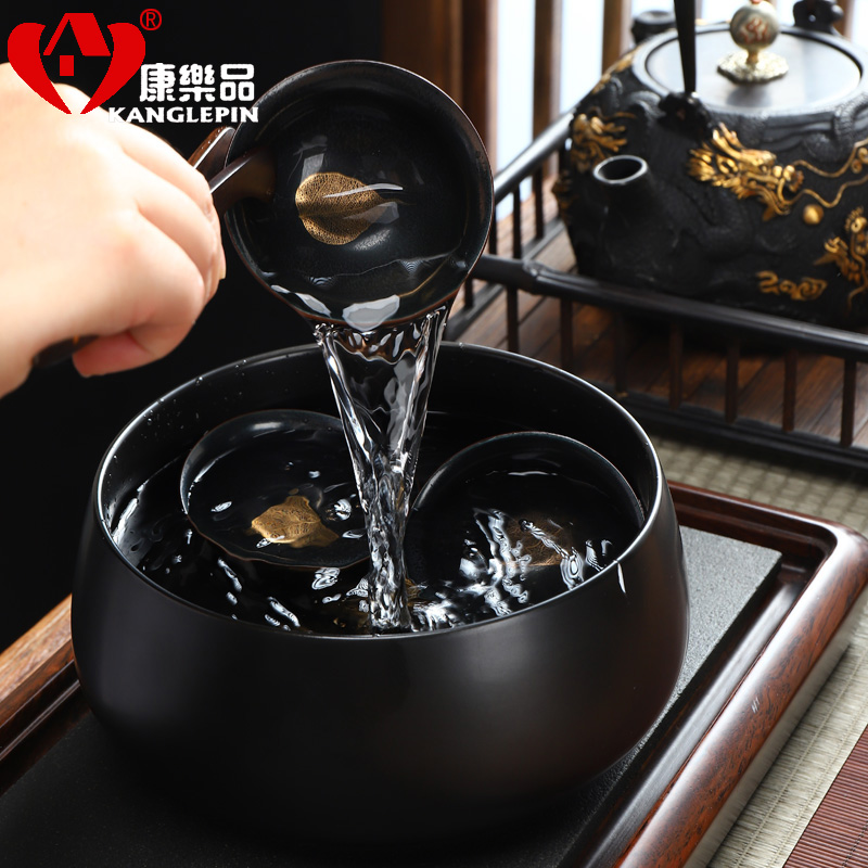 Recreational product black glaze the futaba ceramic lazy tea tea tray parts kung fu tea set solid wood tea set