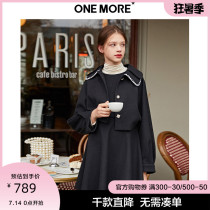 ONEMORE autumn and winter new wool coat vintage black coat dress temperament suit