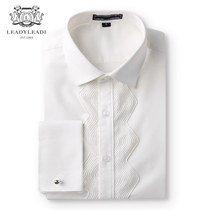 Leitch brand mens French shirt groom wedding dress male long sleeve gentleman party white black shirt