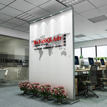 Company screen partition White simple modern LOGO mobile screen office activity entrance wall saving space