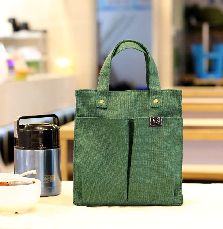 工厂直供帆布日式便当包学生饭盒袋包防水带饭的手提袋手拎包清新