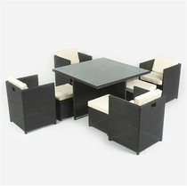 Rattan chair Three socket-to-table milk tea table and chairs Combined tea table Leisure outdoor balcony One table Four chairs Creative room