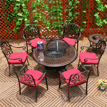 Outdoor Home Charcoal Barbecue Rack Upscale Villa Balcony Eu Style Courtyard Garden Cast Aluminum Casual Table and chairs Composition