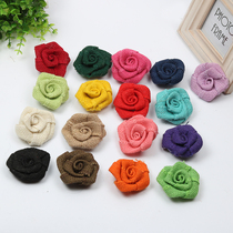 DIY handmade burlap colored rose flower decoration flower accessories creative matching ornaments fabric flowers