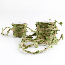 Emulated green leaf rattan leaves hemp rope handmade DIY rope tangled tube wall decorated dry flower packing rope