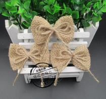 DIY handmade accessories natural linen bow home wedding decoration flowers clothing accessories flowers