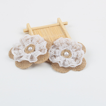 Handcrafted Coarse Hemp Cloth Rose Flowers and America Hot Pin Wedding Party Hemp Cloth DIY Ornament Pearl Lace Flowers