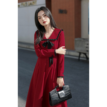 You Lane 2021 early spring new French red jumpsuit New Year dress New Year dress Spring and autumn womens spring and autumn