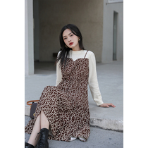 You Lane 2021 new spring dress female French retro fake two ruffled floral temperament skirt