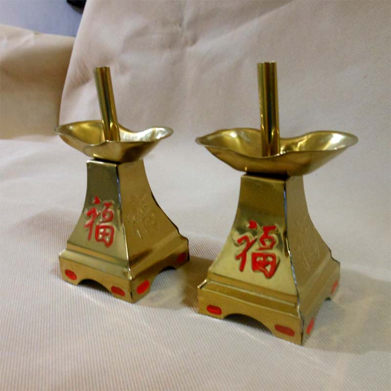 潮汕拜老爷 拜神用品 蜡烛烛台 铁烛台 福字烛台一对 支持批发