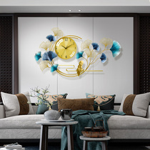 Light luxury style ginkgo leaf living room mute wall clock creative decoration personality wall watch modern minimalist home atmosphere clock