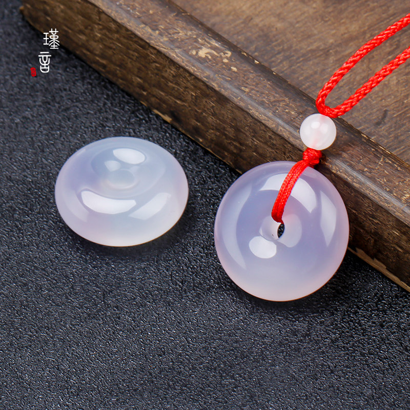 荔枝冻玛瑙玉髓俏紫色大平安扣项链吊坠手链挂坠饰品首饰diy配饰