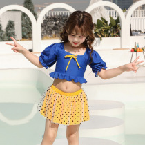 Girls swimsuit split skirt-style childrens baby middle-aged childrens cute short-sleeved students 2 to 12-year-old quick-drying swimsuit