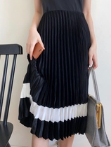 Japan imported acetic acid low-key black pleated skirt