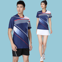 Badminton Sportswear Suit Womens Short Sleeve Speed Dry Mens Summer New Couple Training Group Body Table Tennis Clothes Custom