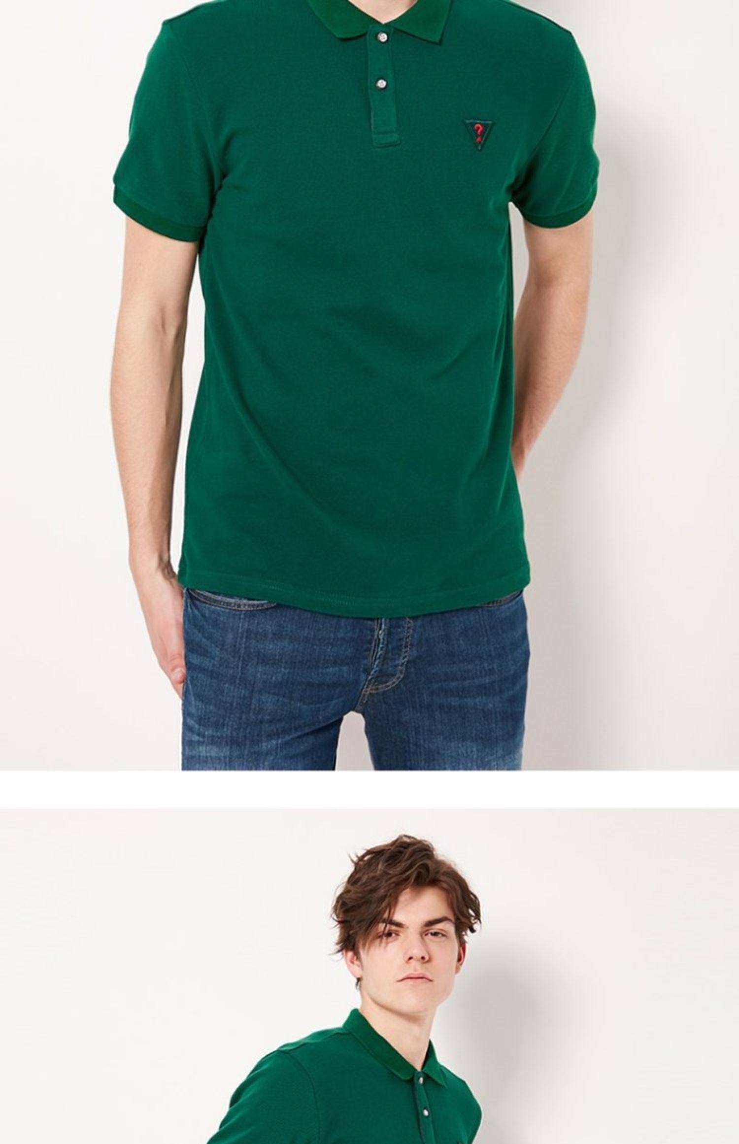 guess情侣款2019男士倒三角logo纯色polot恤衫-mj2k9470k