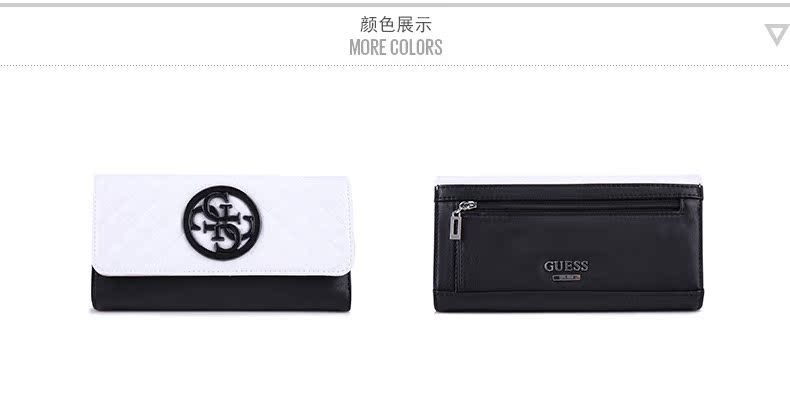 巴厘錢包燙金logo GUESS 20春女式撞色格紋金屬LOGO折疊長款錢包-VY662366 lv包logo