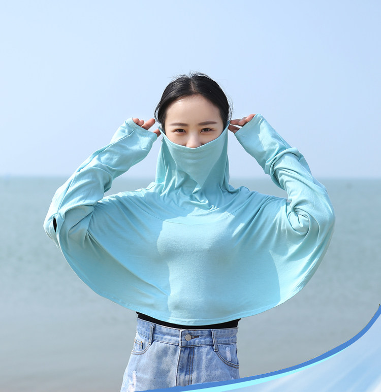 开车骑车莫代尔防晒衣夏季长袖披肩遮脸一体遮阳长袖套女