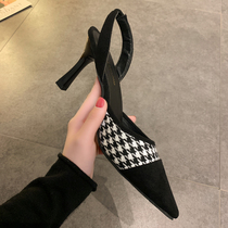 Baotou Sandals Shoes Children 2020 Spring Summer New 100 Hitch Female Wind Pointed High Heel Shoes Fine Heel Womens Single Shoes