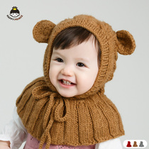 Baby hat Autumn and winter female 0-1 year old princess shawl hat Boy girl warm child hat Baby wool hat winter